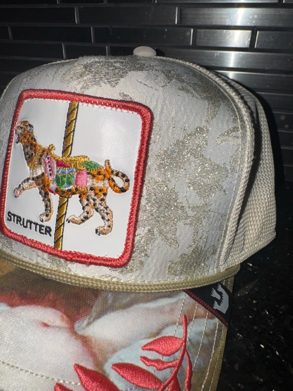 Goorin Bros Beige and Red Strutter Patch Trucker Hat - Picture 3 of 6